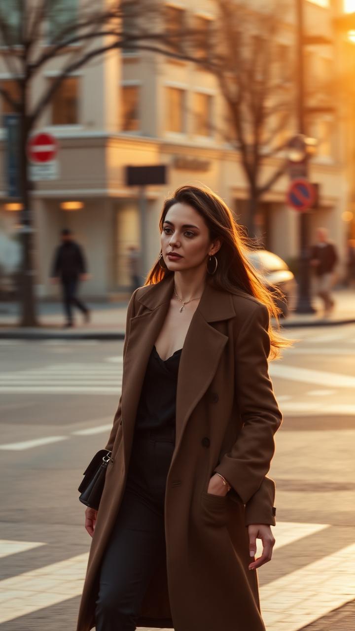 Golden hour street fashion, vertical